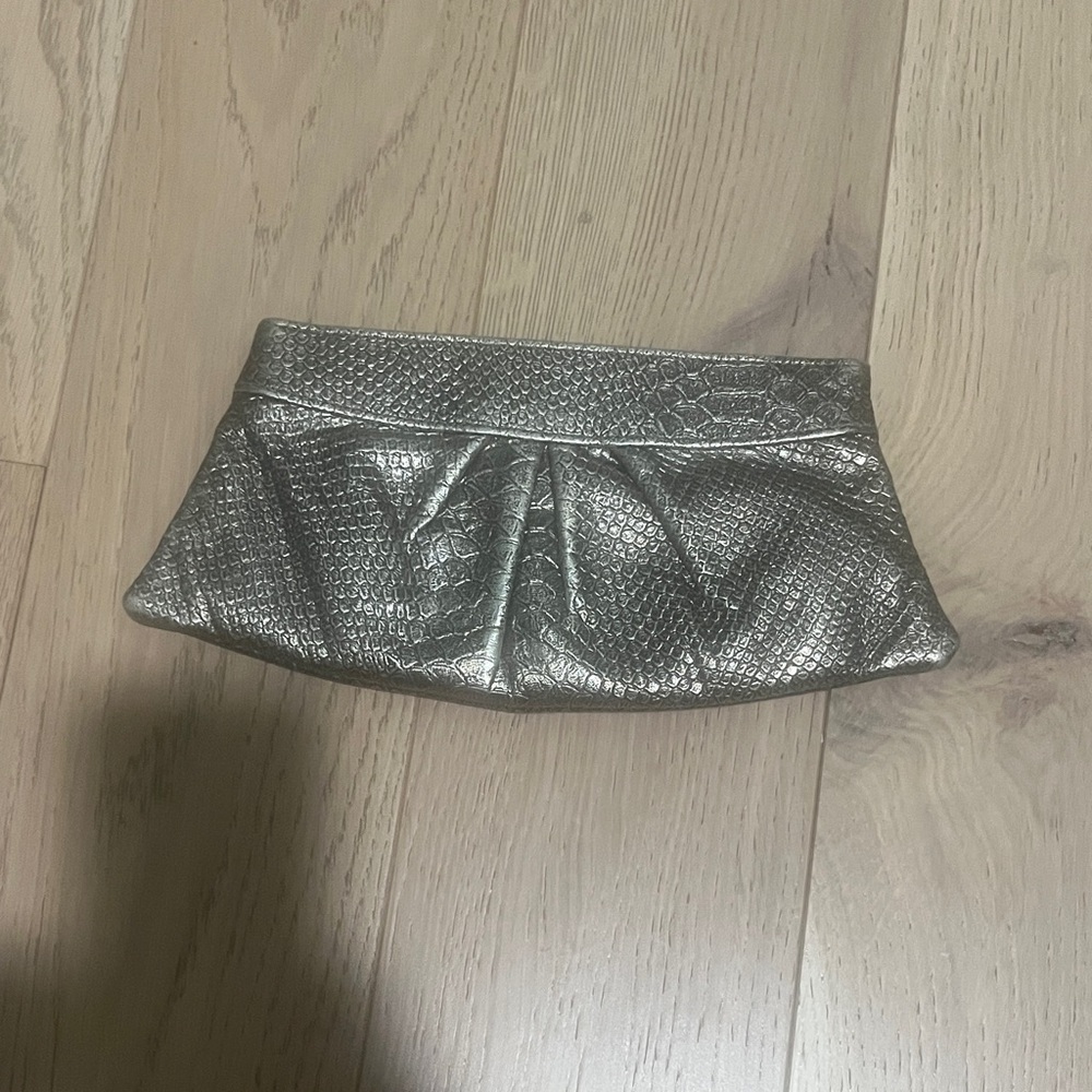 Lauren Merkin Metallic Silver Clutch